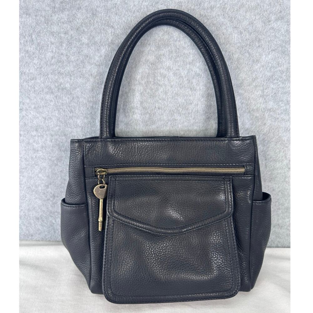 VTG 1954 Fossil Shoulder Bag 75082 Soft Black Leather Mini Purse Crossbody